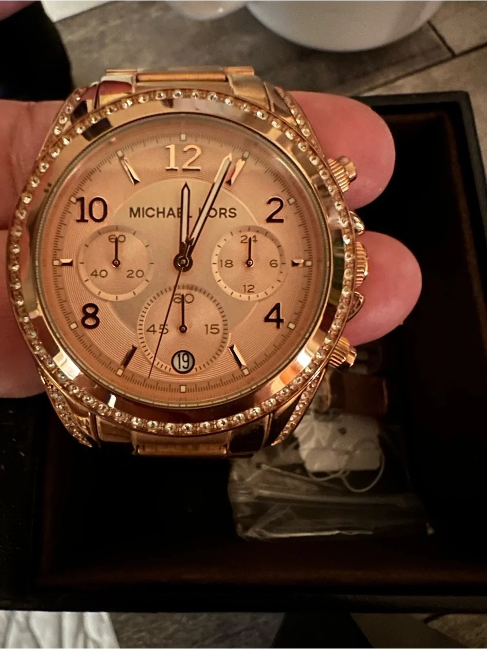 Michael Kors Rose Gold Crystal-Trim Women's Bracelet Watch